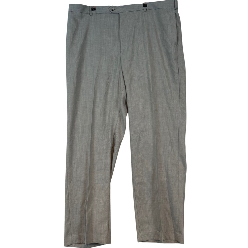 NWT Savane Mens Sharkskin Straight Fit Dress Pants Gray 44x32 No Iron Comfort